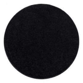 Tapis Rond Soula Noir 160x160 Rond Oeko Tex® En Polypropylène Doux Et Soyeux