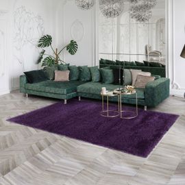 Tapis Shaggy Shaggy Flu Violet 140x200 Oeko Tex® En Polypropylène Doux Et Soyeux