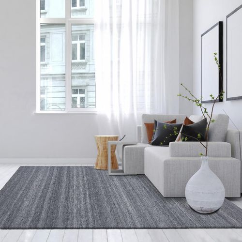 Tapis Kilim Lofodi Gris 120x170 En Polyester Doux Et Soyeux