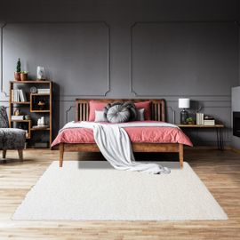 Tapis Shaggy Shaggy Li Crème 140x200 Oeko Tex® En Polypropylène Doux Et Soyeux