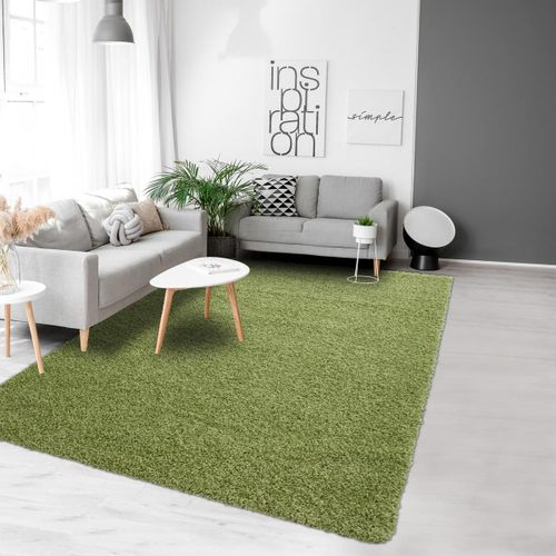 Tapis Shaggy Shaggy Li Vert 100x200 Oeko Tex® En Polypropylène Doux Et Soyeux