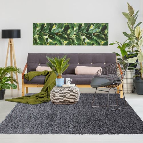 Tapis Shaggy Shaggy Li Gris 100x200 Oeko Tex® En Polypropylène Doux Et Soyeux