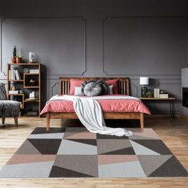 Tapis Salon Orice Rose 140x200 Oeko Tex® En Polypropylène Doux Et Soyeux