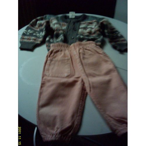 Ensemble Pantalon + Gilet En Laine En Rose Saumon