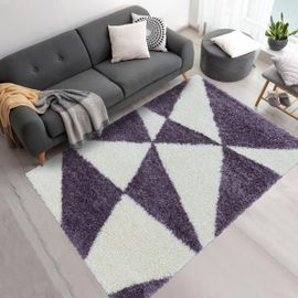 Tapis Shaggy Shaggy Ta Violet 140x200 Oeko Tex® En Polypropylène Doux Et Soyeux