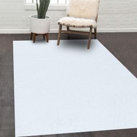 Tapis Shaggy Shaggy Sy Blanc 140x200 Oeko Tex® En Polypropylène Doux Et Soyeux
