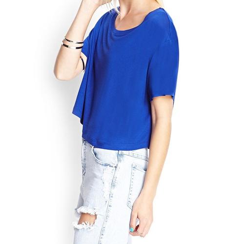 Tee-Shirt Court Bleu Royal - Forever 21 - T. L - Neuf