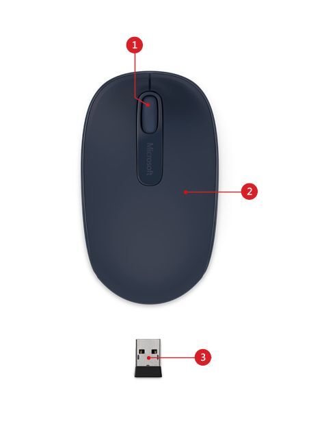 Microsoft Wireless Mobile Mouse 1850 - Souris - droitiers et gauchers - optique - 3 boutons - sans fil - 2.4 GHz - r�cepteur sans fil USB - bleu (Wool Blue)_image_4|Rakuten