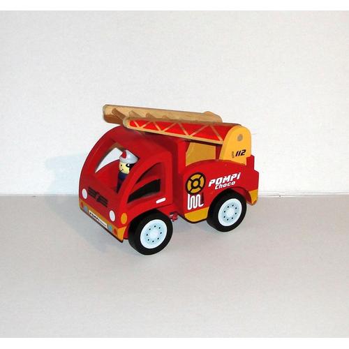 Camion De Pompier Articulé Jouet En Bois Fizzy Pompi 