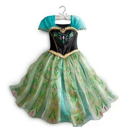 Robe Verte Déguisement Bal Anna Princesse Reine Des Neiges Frozen Elsa Enfants Grande Taille 10 14 Ans Cosplay Film Mignon Fête Anniversaire Cérémonie Carnaval Mardi Gras Envoi Rapide