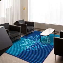 Tapis Salon Fait Main Esprya Bleu 140x200 En Acrylique Idéal Pour Un Salon