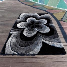 Tapis Salon Fait Main 3d Gris 140x200 En Polyester Doux Et Soyeux