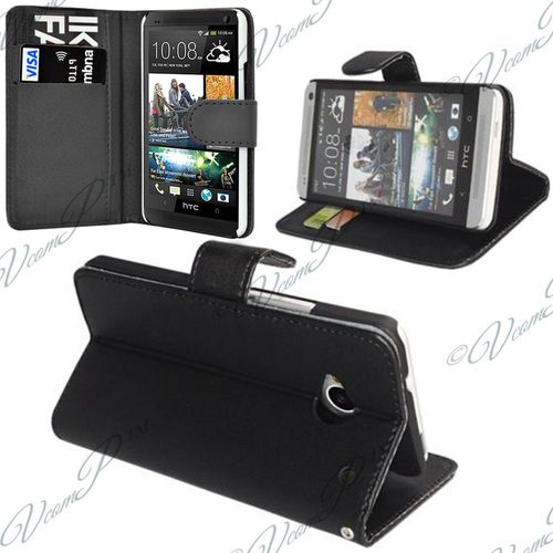 Htc Desire 310: Etui Portefeuille Livre Housse Coque Pochette Support Vidéo Cuir Pu Noir