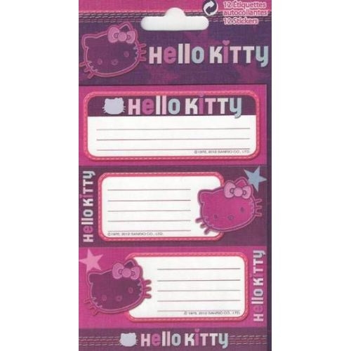 Hello Kitty - 12 Étiquettes Autocollantes - Collection Étoiles