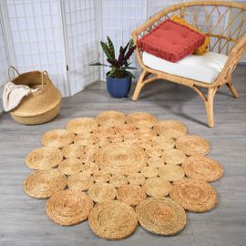 Tapis Rond Fait Main Jutewood Beige 160x160 Rond En Jute Care&fair