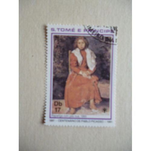 Timbre "Tome E Principe 1981 :Centenaire De Picasso: Jeune Fille Aux Pieds Nus 1895".