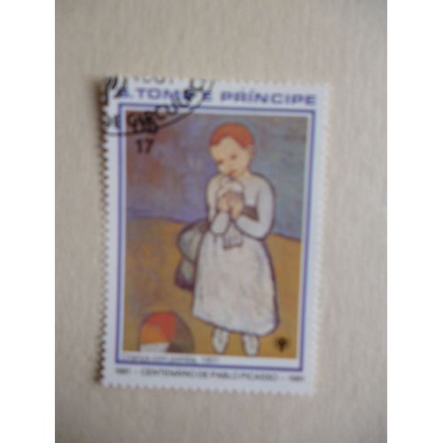 Timbre "Tome E Principe 1981 :Centenaire De Picasso: Petite Fille À La Colombe".