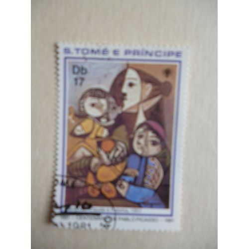 Timbre "Tome E Principe 1981 :Centenaire De Picasso: Françoise,Claude Et Paloma 1951".
