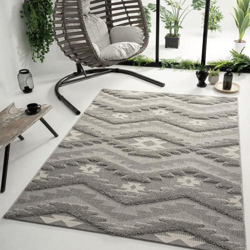 Tapis Salon Droua Gris 160x230 Oeko Tex® En Polypropylène Doux Et Soyeux