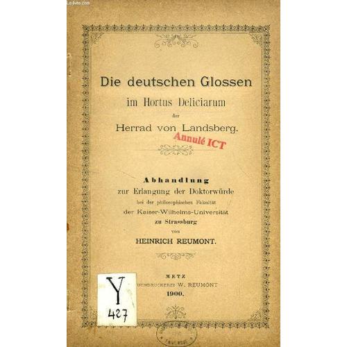 Die Deutschen Glossen Im Hortus Deliciarum Der Herrad Von Landsberg (Abhandlung)