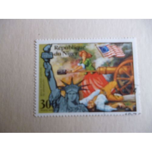 Timbre "Niger :Usa:Molly Pitcher,Héroïne De Monmouth".