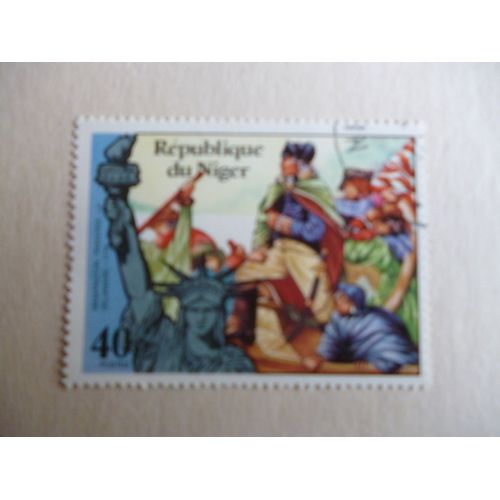 Timbre "Niger :Usa: Washington Traverse Le Delaware 1776".