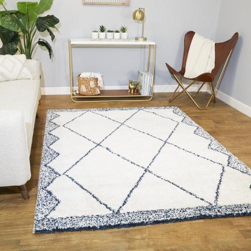 Tapis Salon Calypso Blanc 160x213 En Polypropylène Doux Et Soyeux