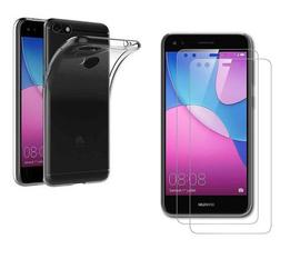 Hqselection® Coque Pour Huawei Y6 Pro 2017 Transparente Silicone En Gel Tpu Souple + 2 Verre Trempé Film Protection Écran - Anti Rayures - Ultra Résistant Dureté 9h