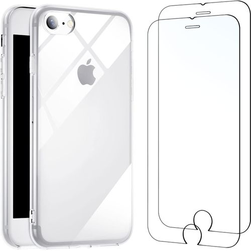 Hqselection® Coque Pour Apple Iphone 7/8 Plus Transparente Silicone En Gel Tpu Souple + 2 Verre Trempé Film Protection Écran - Anti Rayures - Ultra Résistant Dureté 9h