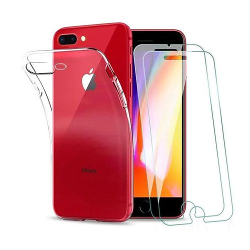 Hqselection® Coque Pour Apple Iphone 7/8 Transparente Silicone En Gel Tpu Souple + 2 Verre Trempé Film Protection Écran - Anti Rayures - Ultra Résistant Dureté 9h