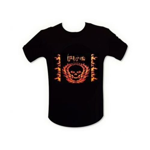 T-Shirt Equalizer Tête De Mort En Feu Led Lumineux M