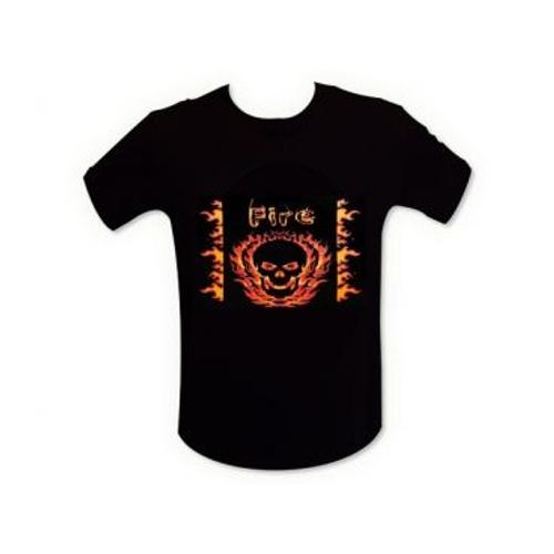 T-Shirt Equalizer Tête De Mort En Feu Led Lumineux L