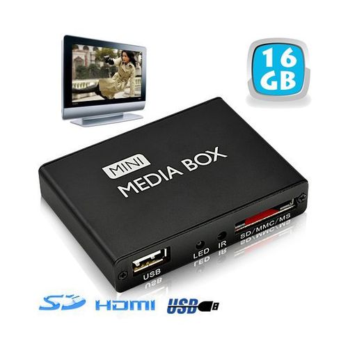 Mini Boitier Passerelle Multimédia Lecteur 1080P HDMI Téléviseur HDtv 16Go Noir YONIS