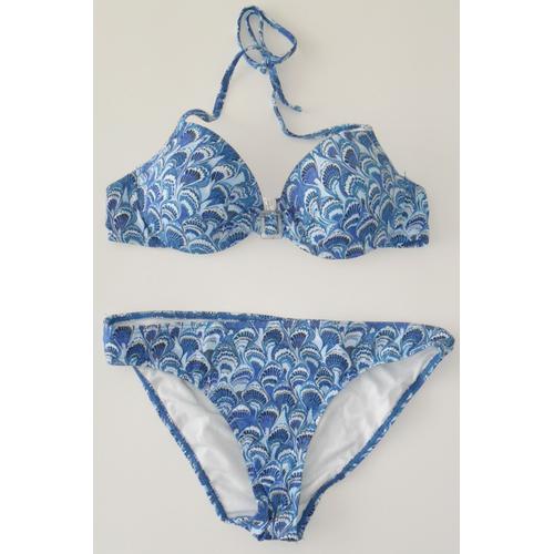 Maillot De Bain Bleu Et Blanc. Bikini. 2 Pièces. Tex. Taille 40 