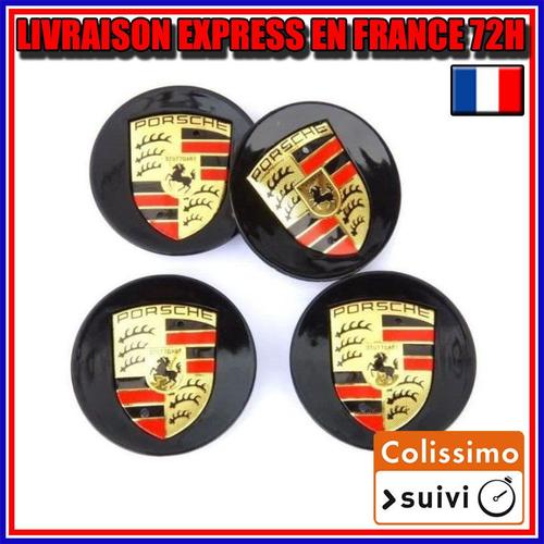 4 Pcs Cache Moyeu Roue Pour Porsche Diamètre 76mm Noir