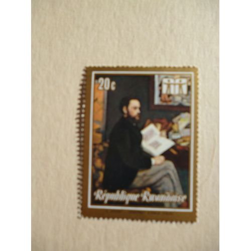 Timbre "République Rwandaise : Edouard Manet:Portrait D'emile Zola".