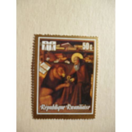 Timbre "République Rwandaise : Colantonio :St Jérôme".