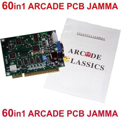 60in1 Pcb Jamma Multi-Games Borne Arcade Compilation 60 Jeux Hits Classics Cocktail Pac-Man Galaga Space Invaders Donkey-Kong Moon Cresta Arkanoid Xevious Qix Pinball 1943 Pooyan Gyruss 