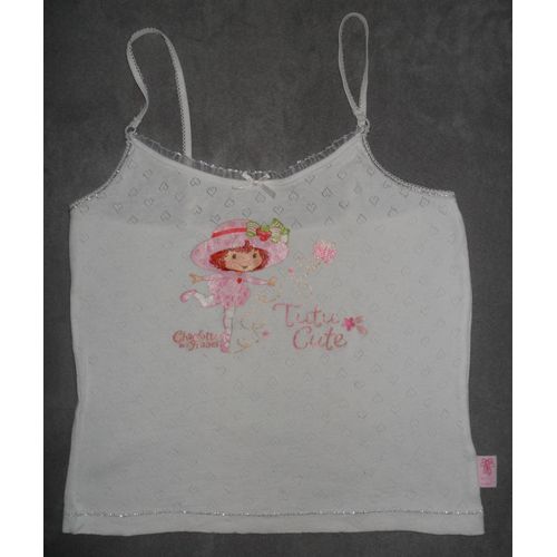 Top Blanc Motifs Charlotte Aux Fraises Et Coeurs. Berry Wear. Taille 4 Ans