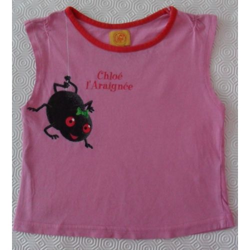 Débardeur Rose. Chloé L'araignée. Drôles De Petites Bêtes. Taille 4 Ans