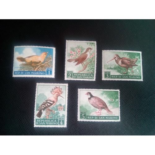 Timbre San Marino Y T 479 A 483 Oiseaux 1960 ( 130308 )