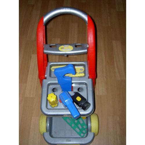 Chariot Atelier Gris Et Rouge En Plastique Avec Outils Et Accessoires Trolley Job Foro
