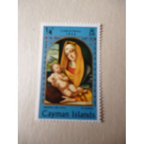 Timbre "Cayman Islands : Noël 1969 :Vivarini :La Madone Et L'enfant Jésus :Fond Bleu".