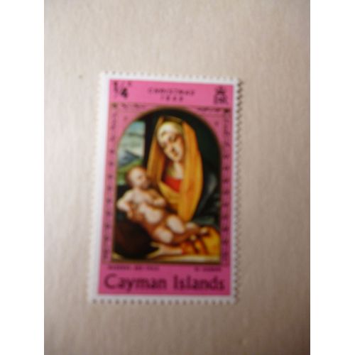 Timbre "Cayman Islands : Noël 1969 :Vivarini :La Madone Et L'enfant Jésus :Fond Rose".