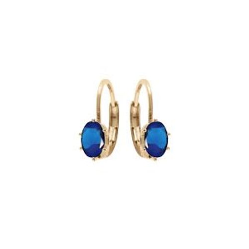 Boucles D'oreilles Dormeuse Plaqué Or Oxyde Bleu Foncé Serti