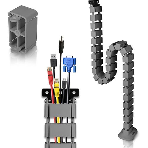 Duronic CM1DM SR Conduit de câbles | Goulotte de 130 cm pour Ranger câbles | Ajustable et Flexible | Idéal pour sécuriser câbles USB ethernet et Alimentation et éviter Tout Accident