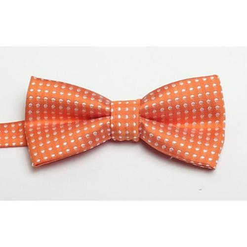 Noeud Papillon Orange Enfant Motifs Tissés Pois Blancs