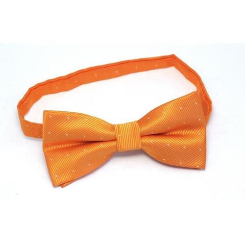 Noeud Papillon Orange Homme Motifs Tissage Fines Rayures Et Points Argentés