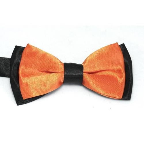 Noeud Papillon Uni 2 Couleur Noir/Orange Enfant Tour Cou Réglable