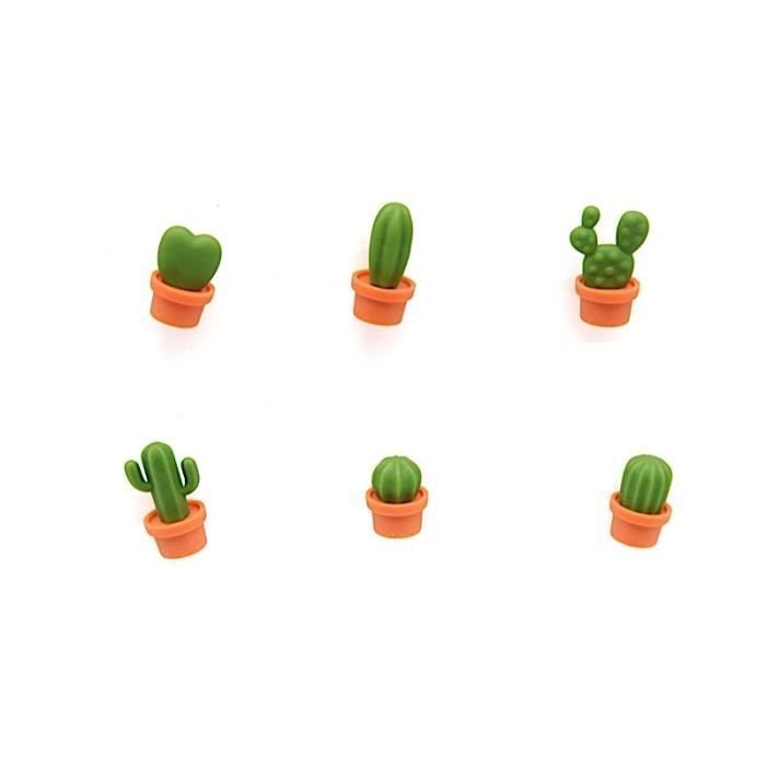 Gadgets & accessoires - Set de 6 aimants cactus - Orange et vert Orange Et Vert